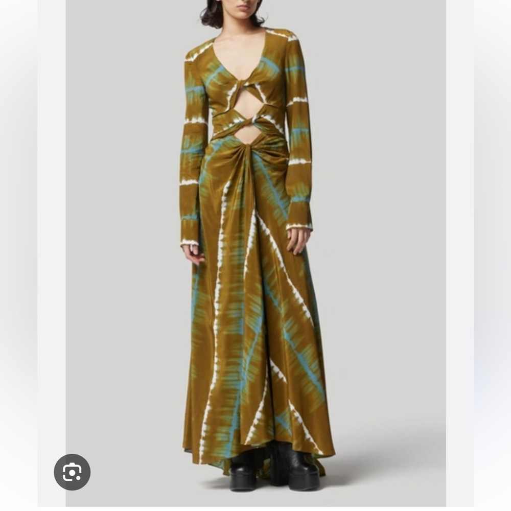 ALTUZARRA Helenos twist-front cutout tie-dyed silk crepe de chine maxi dress. - Picture 3 of 15